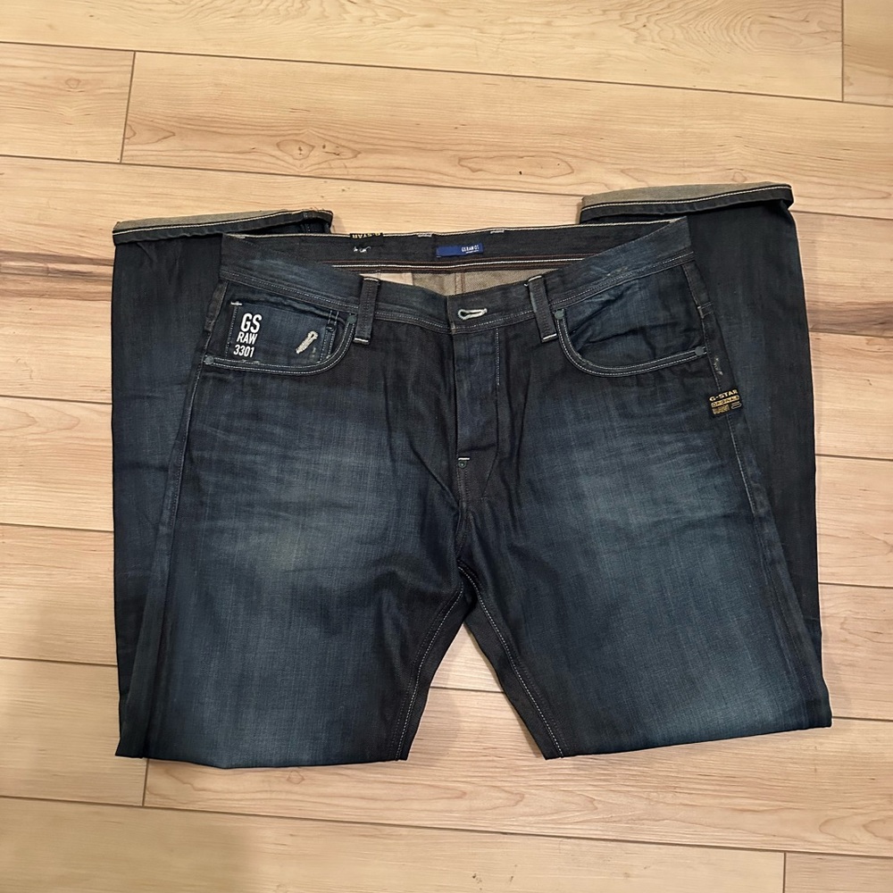Gstar Raw 3301 Jeans | Raw Denim Jeans Mens Size 36